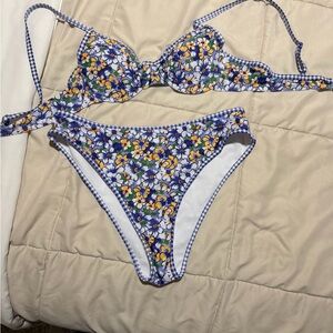 Floral Blue Bikini Set